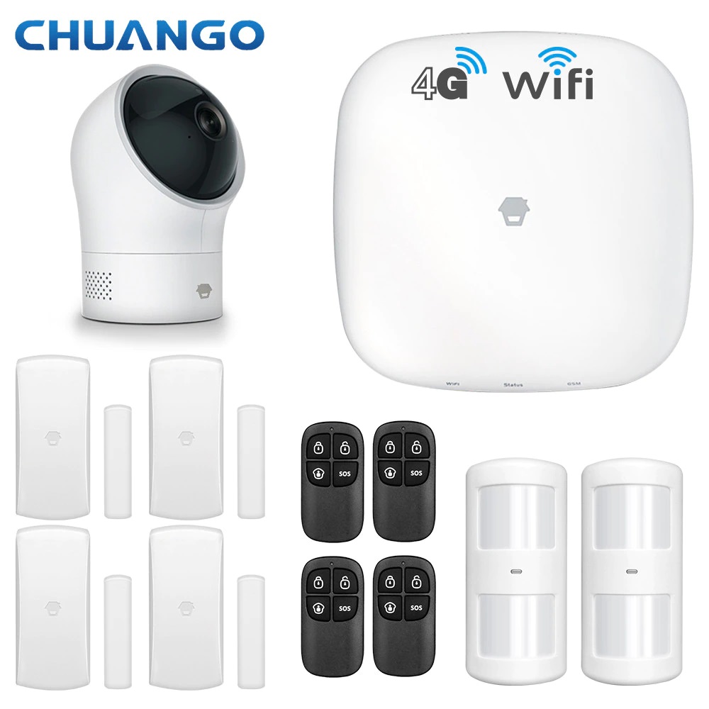 CHUANGO Alarmsysteem incl. Camera - Met WiFi of Simkaart !